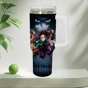 40oz Stainless Steel Tumbler, 1 Count Demon Slayer Kimetsu no Yaiba Pattern Insulated Water Bottle, Stainless Steel Thermos, Stainless Steel Flask, Drinking Cup for Home Office School, Boyfriend Gift, Drinkware, Summer Cool Bottle