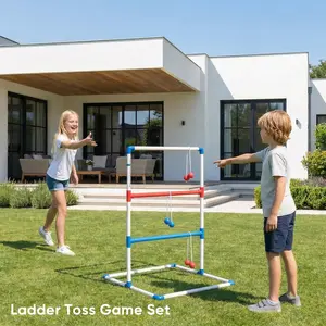 Ladder Ball, Toss Game Set with Balls, Ladderball Tossing & Golf Tossing Games for Yard, Outdoor Lawn Fun Game for Family, with 6 Bolas, Score Trackers & Carry Bag