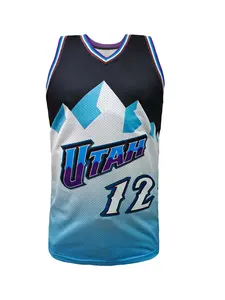Men's Retro Basketball Jersey, Size 12 Gradient Mesh Sleeveless Sports Top, Vintage Street Style, Breathable Training Vest, Daily Wear & Sport, Workout Tops, Fitness Top, Workout Clothes