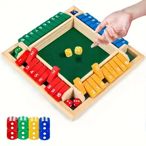 Shut The Box Dice Game, 2-4 Player Family Wooden Board Table Math Games for Adults and Kids, 8 Dices Classics Games for Classroom, Home, Party or Pub