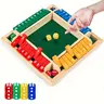 Solid Pine Wood Shut The Box Dice Set - BPA-Free, Felt Surface, 8 Dice, 2-4 Player, Ages 6+, Family Math Game for Bonding Time, Children Development, Birthday Gift for Home & Party Use
