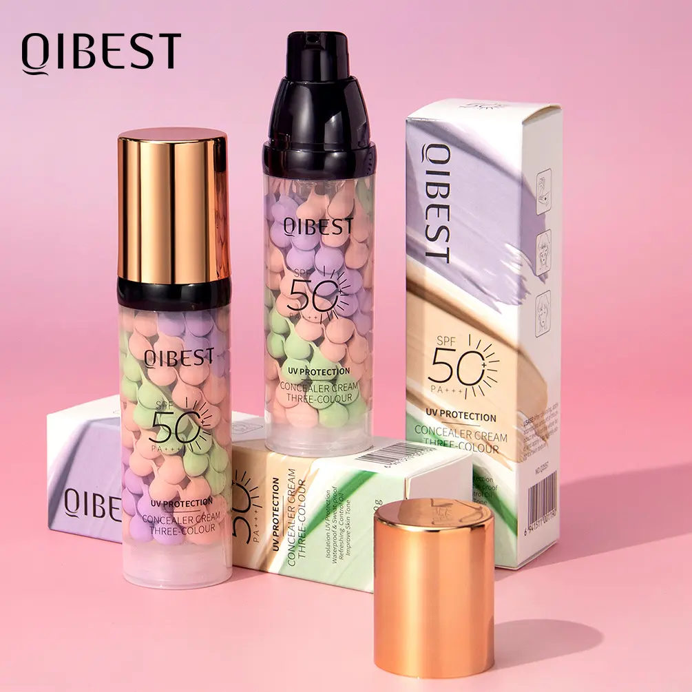 3-Color Protective Isolation Cream - SPF 50 Coverage, Brightening Oil-Control Moisturizer, Color Correction Waterproof Sweatproof Makeup Base, Back to School Essential