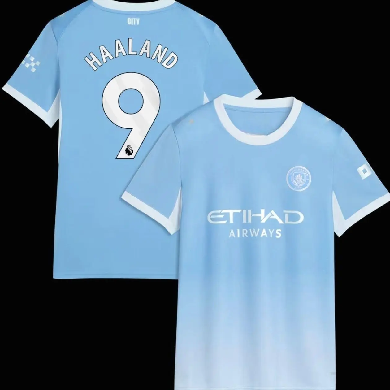 Unisex Premium Sky Blue Soccer Jersey Number 9 Haaland Athletic Sports  Premier League Man City