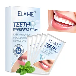 ELAIMEI Whitening Strips -14 Pieces Per Box, Suitable for Yellow Teeth, Stains and Bad Breath. Both Men and Women Can Use Them As Daily Oral Care Strips, Teeth Brightening Strips, Menthol