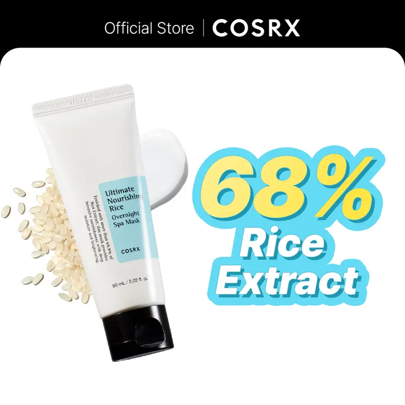 [COSRX Official] Ultimate Nourishing Rice Overnight Spa Mask, 60ml Face Mask for Adults with 68% Rice Extract & Niacinamide, Hydrating Brightening Deep Moisture Glowup Night Routine Treatment, Deep Moisture Mask, Face Masks