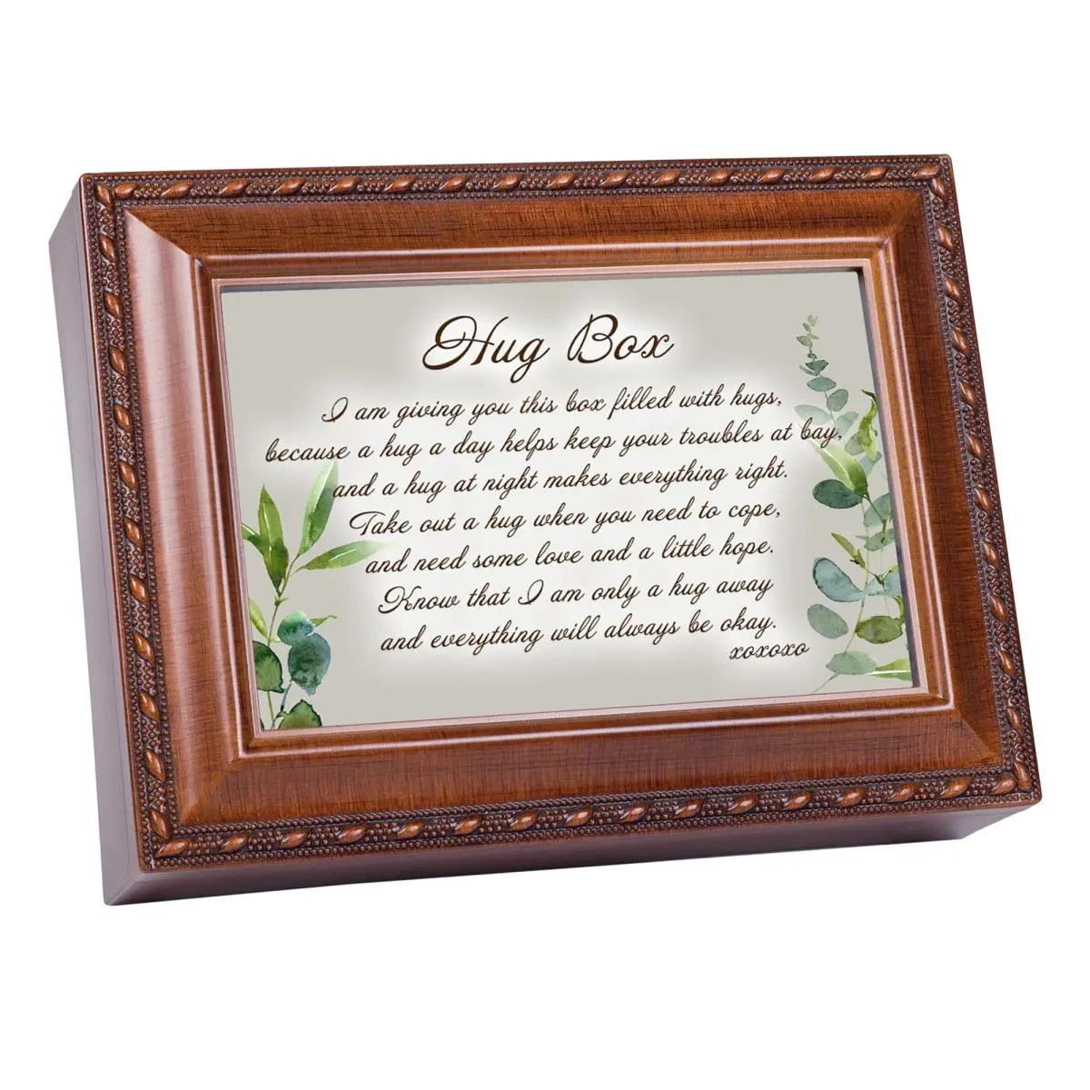 Giving 6x4 in. Wooden Decorative Musical Box - Ornate Cottage Garden Home Decor with Photo Compartment, Glass Accent, Customizable Music Feature, 6 X 4 In, 8" X 6" X 2 5/8"