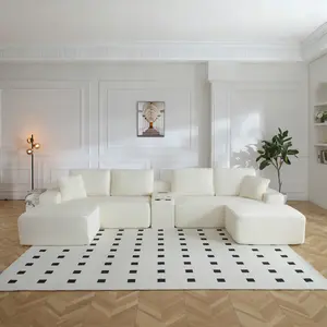 Aobtkel 150''Oversized SleeperSofa Couch,U-Shape Sectional CloudCouch with Chaise Modular Deep Seating Sofa,Premium High-Density Foam & Plush Corduroy,Upholteed Soft Couch, Modern Living RoomFurniture Durable Comfortable Design, NoAssembly Req#Summervibes