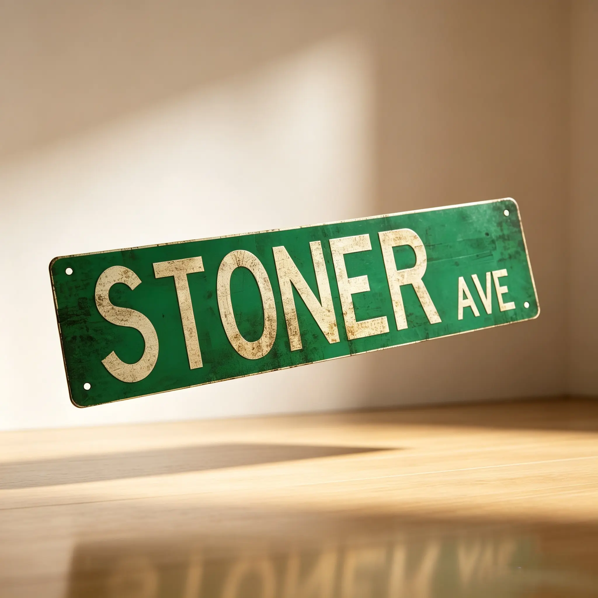 Vintage Stoner Ave Wall Street Metal Plaque Sign, 4x16 in Aluminium, Nostalgic Classic Metal-Toned Home Signs, Retro Rustic Room Decor, Funny Stoner Gift, Nostalgic Home Signs