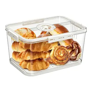 ONESHOWHOME Airtight Bread Box with Time Recording Dial Transparent Silicone Storage Container for Homemade Bread Sandwiches and Fruits Large Capacity Detachable Lid Thick Material Kitchen Utensils,Mother's Day Gifts