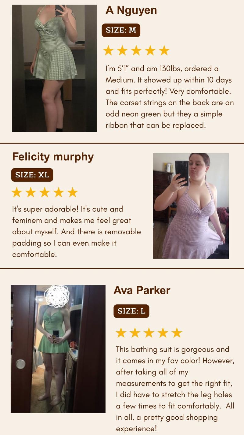 Blue Green 1930s Plaid Halter One-Piece Swimsuit Retro Halter One Piece Swim Dress for Women Gingham Print Push Up Swimsuit with Tie Back and Skirted Bottom Trendy Summer Outfit for Vacation Look and Try On Haul Retro Stage Flowy Swimdress