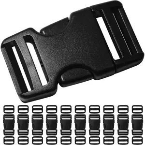 Buckles for 1 inch Wide Webbing Straps: Quick Side Release Buckle 10 set and Tri-Glide Slide 20 pcs Fit 1" Nylon Web Belt, Plastic Snap Fastener Clip Heavy Duty Replacement Dual Adjustable