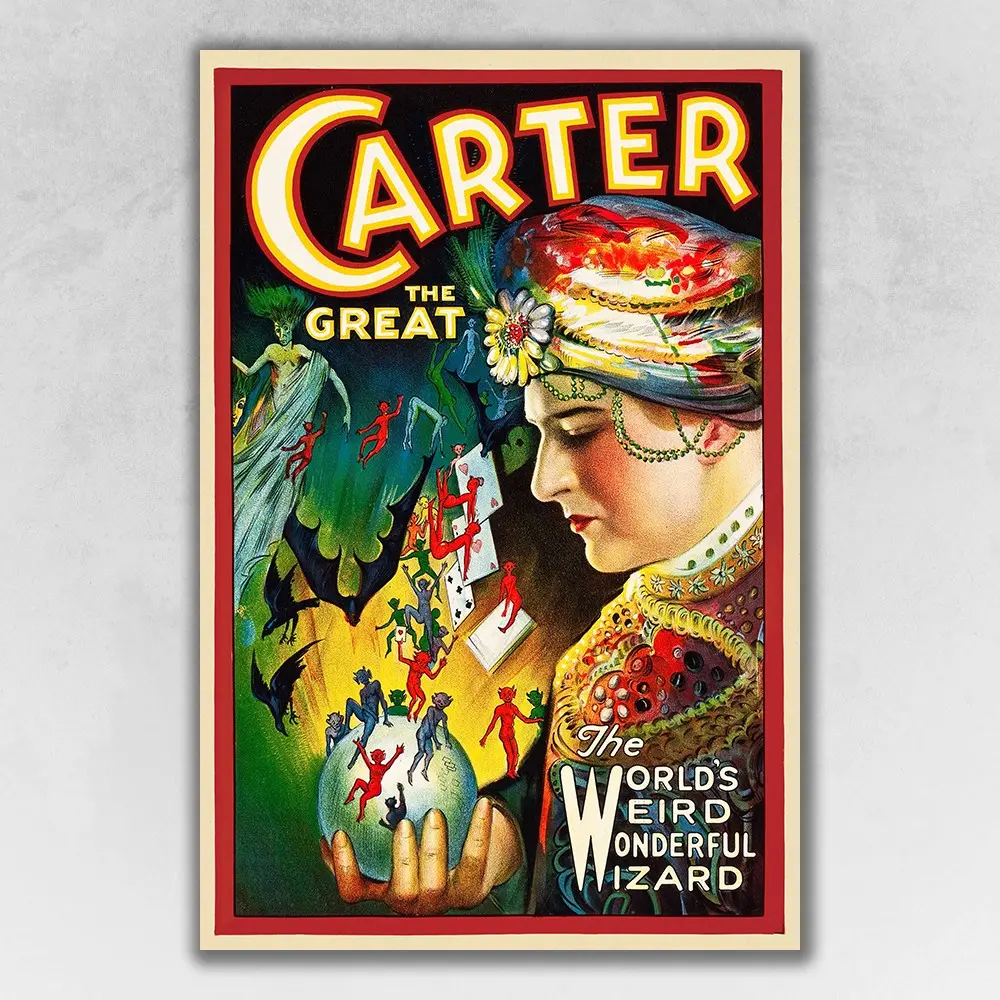 24x36 in. Matt Vintage c1920s Carter Magical Multi-Color Art Print with 360 Stand, Artistic Wall Art, Home Decoration, Collectible Home Supplies Poster, Home Decor Supplies