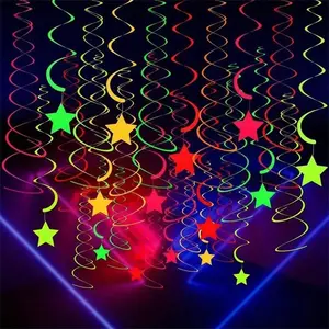 5pcs Party Decoration Streamers, Star Shape Hanging Flower Garlands, Ceiling Wall Decor for Birthday Parties, Festive Events