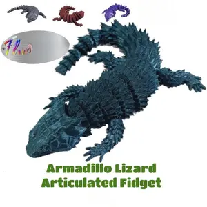 Flexi-Mech Armadillo Lizard Flexible Fully Articulated 3d Printed Fidget Toy Unisex 10" Long with Over 12 Moving Parts Made from PLA Material