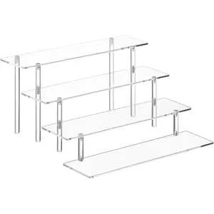 4 Tier Acrylic Perfume Organizer Stand, Clear Display Risers for Perfume, Cologne, Cosmetic, Skincare, Dessert Display, Cupcake Stand Holder Racks