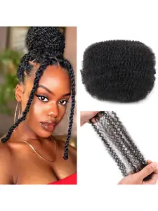 Afro Kinkys Bulk Human Hair 30g/pack for Mini Twist Braiding Hair, Dreadlocks Loc Repair, Short Hair Natural Black 10-16 Inch