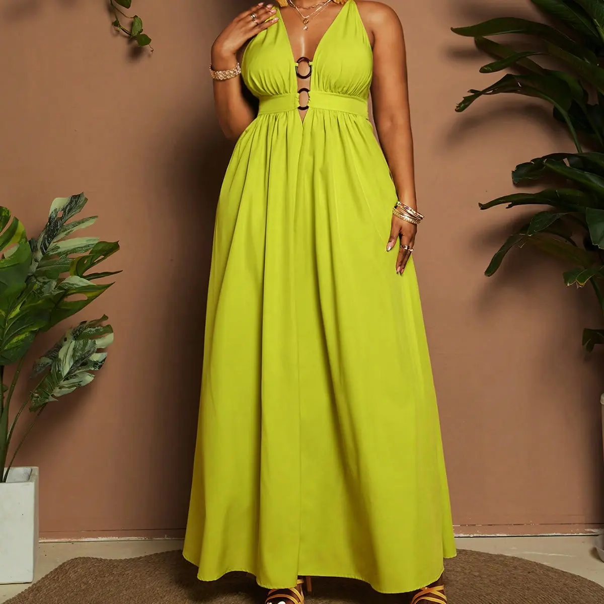 Allurite Plus Size Lime Green Halter Maxi Dress | Keyhole Detail for Breezy Summer Vacations & Beach Parties V Plain Bodycon Minimalist Breathable dresses women elegantoutfits - TikTok Shop Allurite Plus Size Lime Green Halter Maxi Dress | Keyhole Detail for Breezy Summer Vacations & Beach Parties V Plain Bodycon Minimalist Breathable dresses women elegantoutfits - TikTok Shop