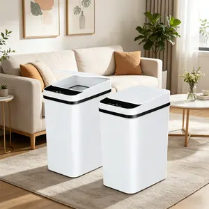 Automatic Touchless Trash Can, 12L Small Motion Sensor Smart Trash Bin for Bedroom Bathroom Office Living Room Kitchen Home Household Suppliers - Restroom