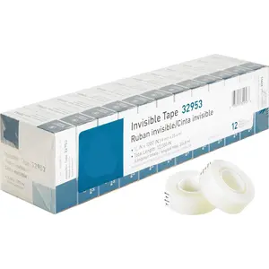 Invisible Tape 32953 12 Pack Premium Value Pack 1" Core Design Photo-Safe Resists Splitting Tearing Easy to Handle Apply