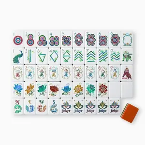 Orange Acrylic American-Style Mahjong Set with Storage Bag - Crisply Printed, Durable Adult Board Game for Game Night Ideas, Aesthetic Tabletop & Shelf Decor Setups