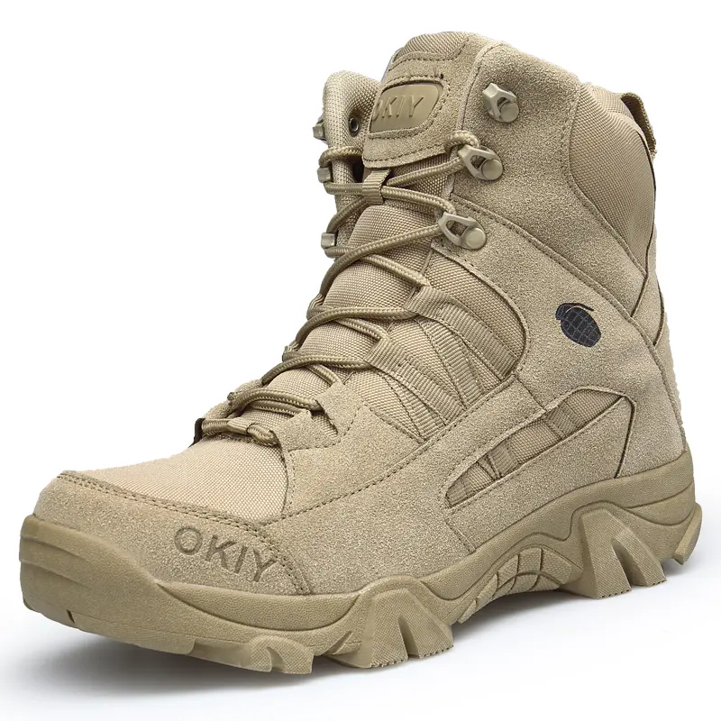 New Fashion Men's High Top Tactical Boots, Training Boots, Suitable for Hiking, Working, Hunting and All-Season Mountaineering.