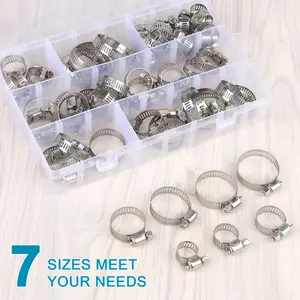 101Pcs 304 Stainless Steel Hose Clamps Assortment Kit, Adjustable Worm Gear Cinch Rings for Auto Radiator & Plumbing Fix Hose Repair Kit Hose Washers Pipe Connector Fitting Hose Adapter Hose Connectors Quick Connect