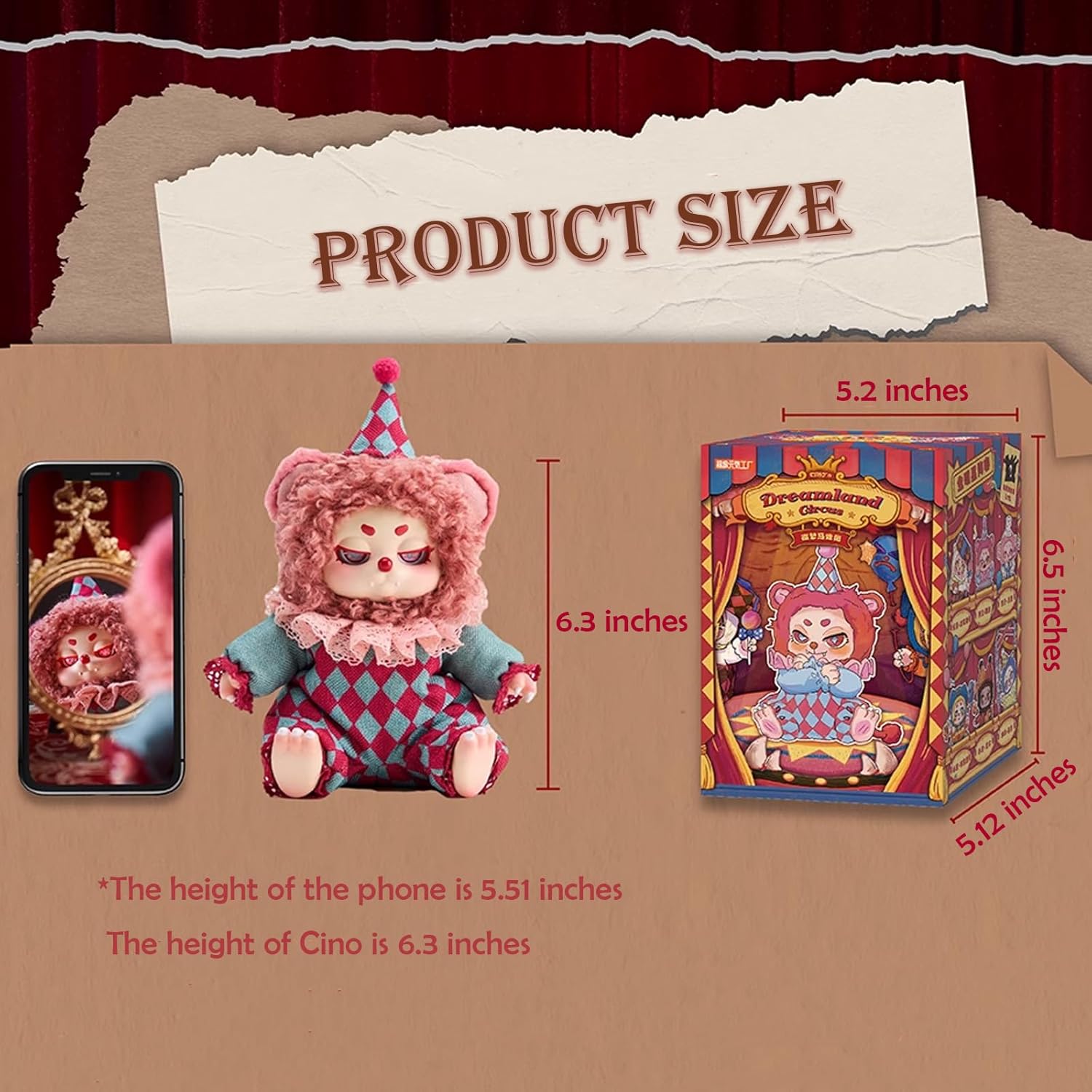 Doll blind box set, sharing the Chino Dream Journey Circus series filled mystery box toys, cute and mysterious collectible birthday gift, DIY (1 piece)
