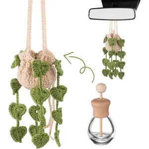 Crochet  Air Freshener 12ml Empty Refillable  Diffuser Bottle with Cute Potted  Hanging Accessories Essential Oil Diffuser