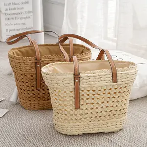 Large Straw Woven Crossbody Bag 37cm, Lightweight Durable Braided Tote, White Khaki Summer Beach Shoulder Bag for Women 