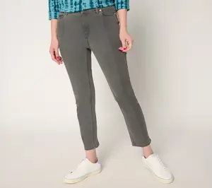 Denim & Co. Petite Black Classic Stretch Two Tone Ankle Jean