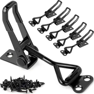 6 Adjustable Toggle Latch Clamps, Upgraded Toggle Clamp Latch 4001-330 lbs Load Capacity, Quick Release Toggle Clamp, Black Metal Toggle Latch for Smoker's Door, Toolbox, Suitcase Lid Clamp