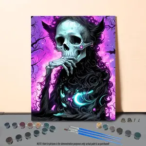 Painting By Numbers Kit, 1 Set Halloween Themed DIY Paint By Numbers Kit, Wall Art Decoration for Home Living Room Bedroom