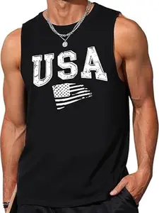 Men's Tropical Vacation Sleeveless Tees | Palm Tree & Summer Vibe Print Fitness Shirts