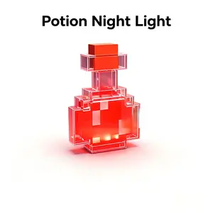 Pixel Style Glowing Potion Night Light, Color-Changing LED Lamp with Ambient Lighting & Desk Display Decor for Kids Boys Gamers Minecraft Fans Teens Collectors, Perfect for Bedroom Game Room & Desk Setup outdoor solar