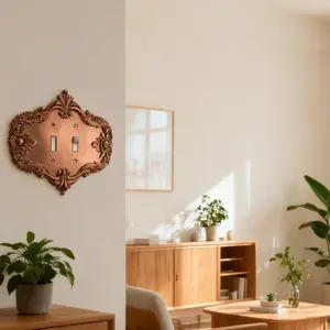 Stylish 3D Engraved Double Switch Plate Gothic Wall Design Theme Room Accent Modern/Traditional Home Decor Easy Installation with Screws Suitable for Bedroom Living Room Kitchen