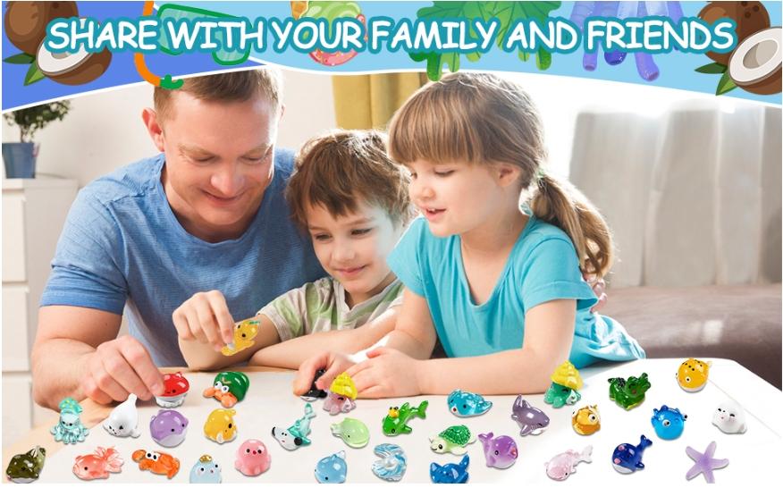 36pcs Mini Ocean Resin Animals Tiny Sea Animals Figurines Marine Miniature Plastic Animals Aquarium Ornaments Decorations for DIY Fish Tank Potted Micro Fairy Garden Dollhouse