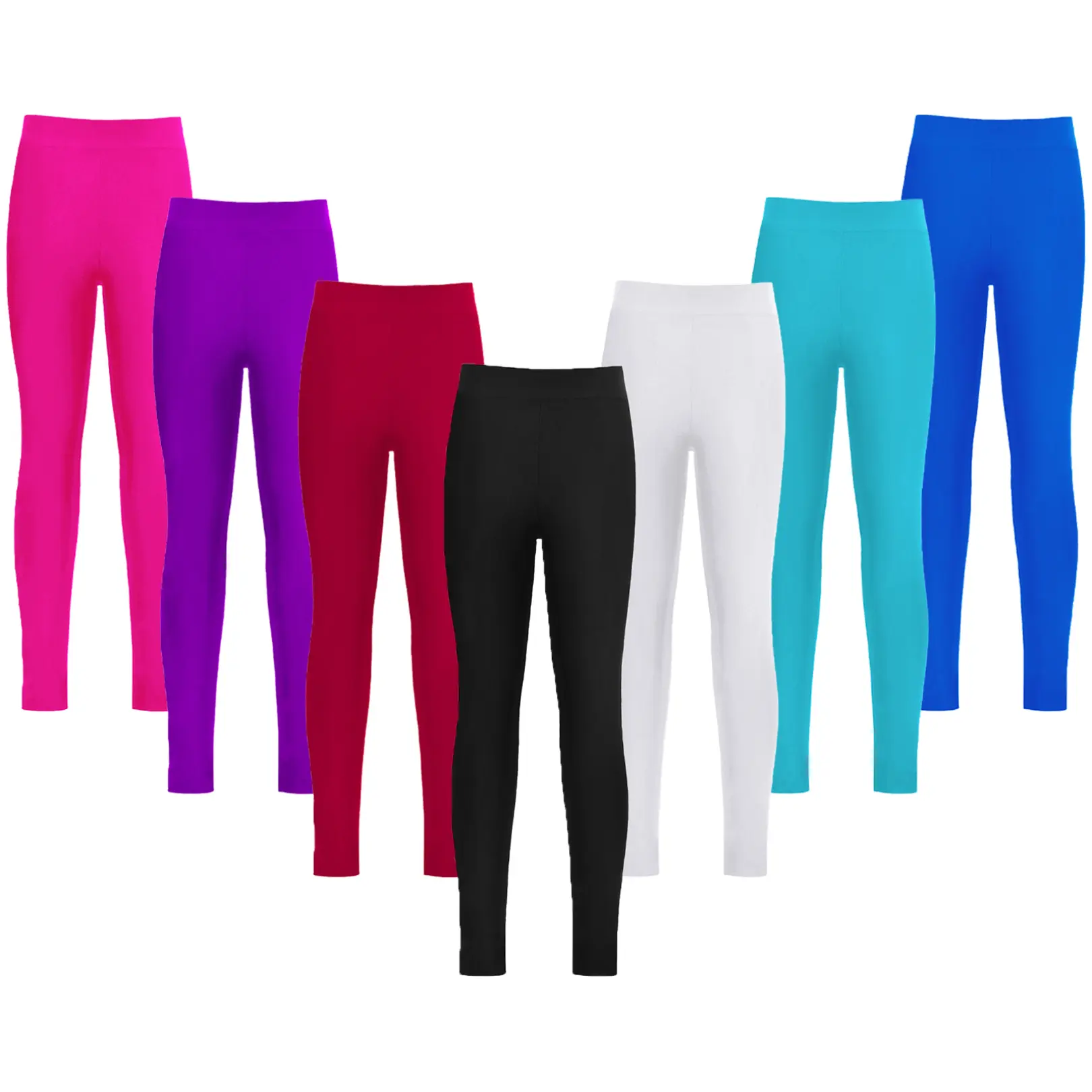 easyforever Girls' Athletic Leggings - 85% Polyester 15% Spandex Blend, Good Elastic Waistband, Lightweight Breathable Active Activewear, Comfortable Wearing Full Length Bottoms for Gymnastics, Ages 6+ Yrs