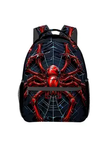Red spider pattern full print backpack