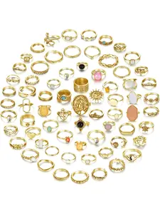 70 Pcs Vintage Crystal Ring Set Jewelry Knuckle Rings for Women Bohemian Stackable Joint Rings Retro Boho Stacking Joint Finger Rings Pack