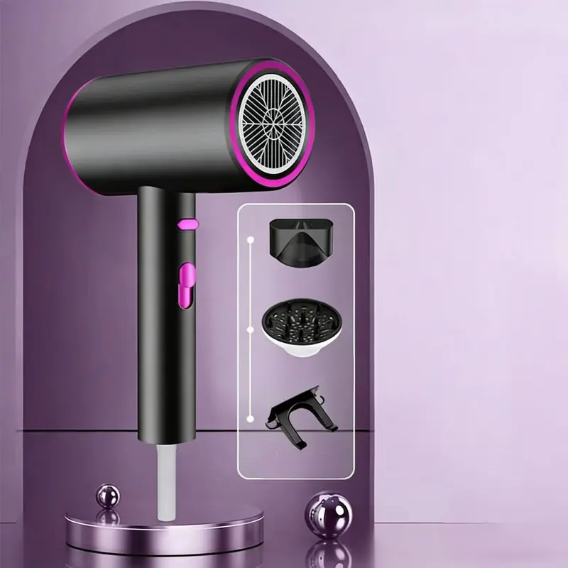 Corded Handheld Hair Dryer with Diffuser, Ionizer & Automatic Temperature Control, Professional High-Power Tool with Styling Comb, Lightweight Quiet for Home & Salons, All Hair Types, Diffuser Hair Dryer