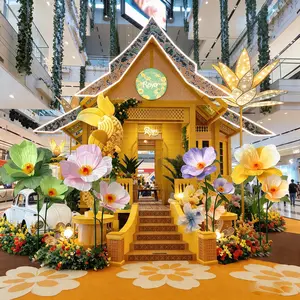 Dual-head giant paper art artificial flowers—ideal for outdoor lawn wedding guides, store window displays, influencer check-in installations, courtyard landscape decoration, and garden-themed event styling.