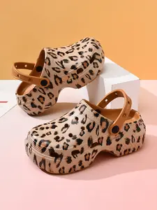 Fashion Leopard Pattern Slides, Casual Comfortable Home Slippers, Soft Non-slip Slippers for Indoor & Outdoor Wear, Walking Shoes