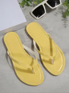 Women's Glossy Flip-Flops, Casual Street Style Summer Beach Sandals, Flat Non-Slip Slippers, Home Wear, Flat Slides Sandals