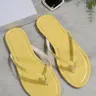Women's Glossy Flip-Flops, Casual Street Style Summer Beach Sandals, Flat Non-Slip Slippers, Home Wear, Flat Slides Sandals, Flat Sandal Shoes