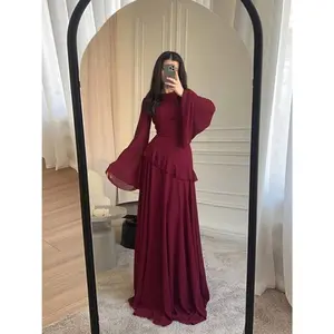Fashionable Slim-Fit Pure Desire Style High-End Round Neck Long Sleeve Dress