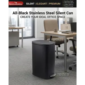 Garvee 13 Gallon Slim Kitchen Trash Can Space Saving Stainless Steel Garbage Bin With Soft Close Lid And Removable Inner Bucket