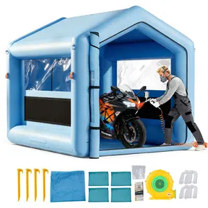 fathersdaygift VEVOR Inflatable Paint Booth, 9.84x 8.2x 8.2 ft, Inflatable Spray Booth with 550W Powerful Blower and Air Filter System, Triangular Roof, for Painting Bicycle, Motorcycle, Automotive Sheet Metal