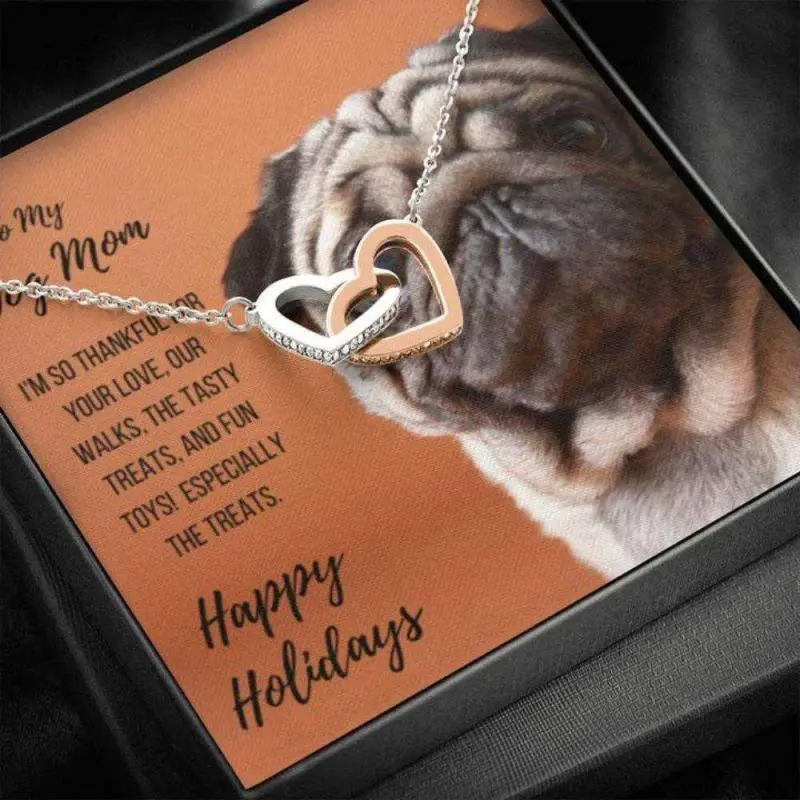 Dog Mom Necklace, Gift Necklace With Message Card Pug Dog Mom, Beautiful Necklace Gifts for Mom - Perfect Mother's Day Jewelry, Thoughtful & Meaningful Gift for Mother