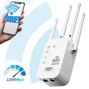 WiFi Extender WiFi Repeater with 4 External Antennas, 1200Mbps Dual Band, Whole House WiFi Coverage, Multi-Device Support, Easy Plug and Play Setup, Compact Design, Ideal for Home Office, Remote Work, Great Gift Idea