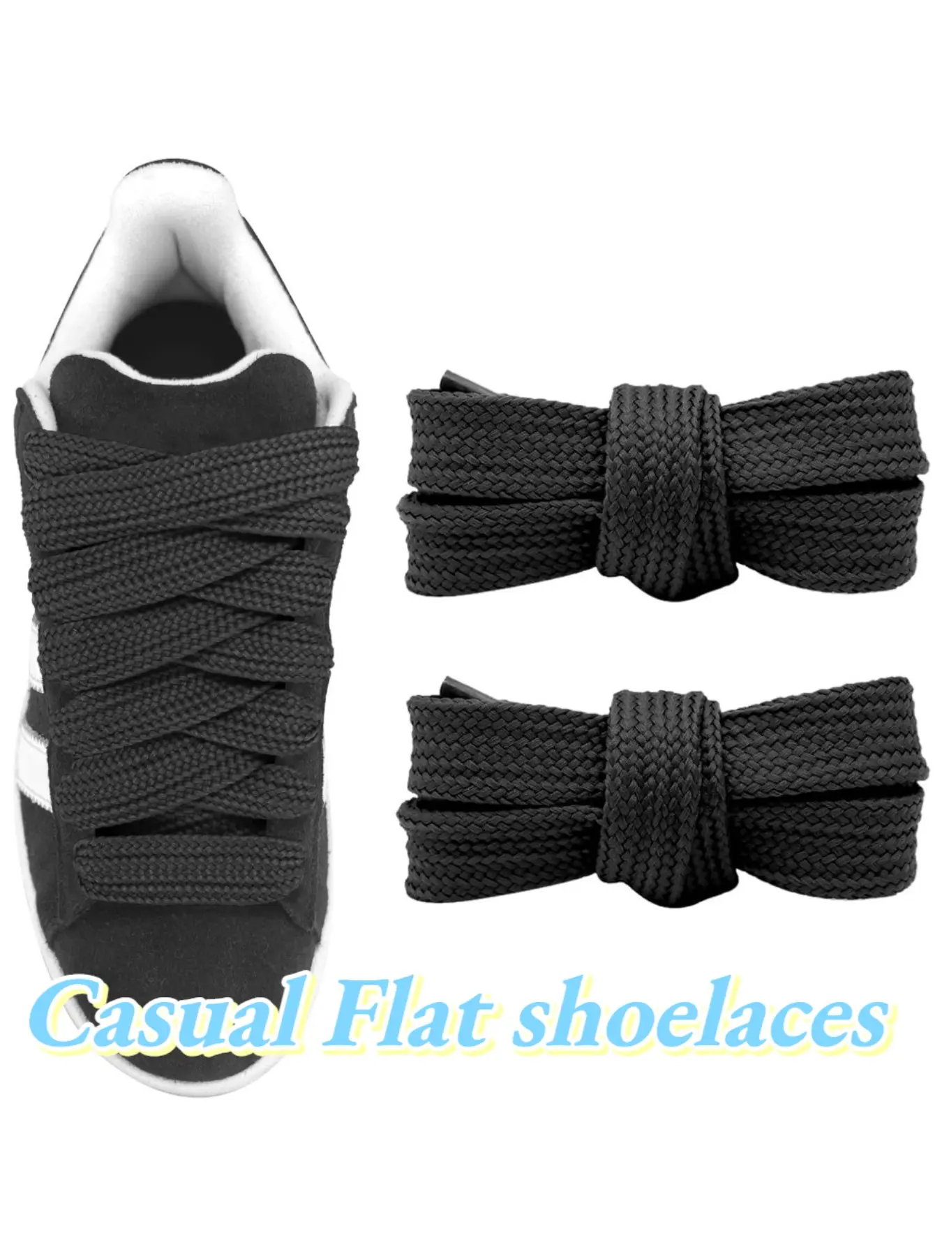 Footwear lace, 1 pair of shoelaces, wide, white and colored, in stock, suitable for casual shoes, boots, dad shoes, single-layer flat, solid flat, thick-style, wide-version solid-color, replacement shoelaces